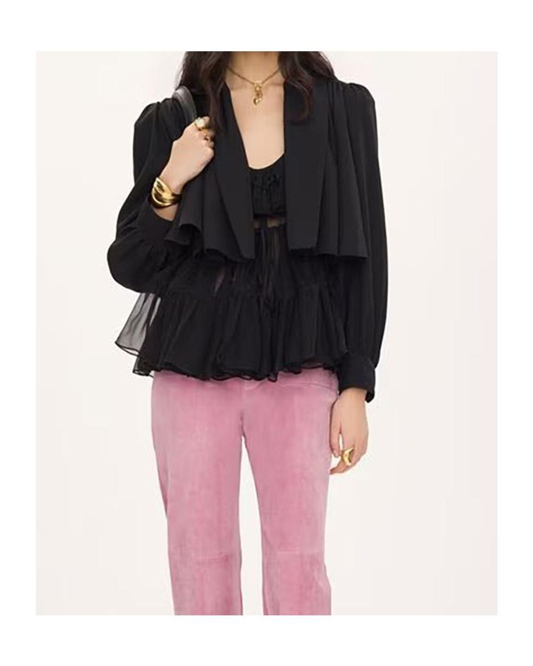Chloé Black Chloé Gathered Cropped Jacket
