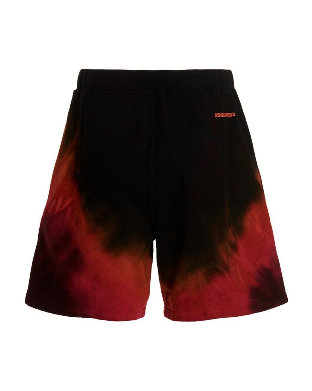DSquared² Red Tie-Dyed Logo Printed Track Shorts for men