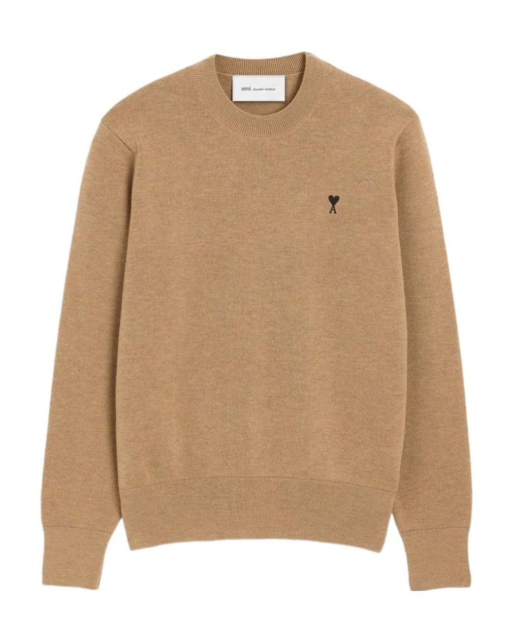 AMI Natural Crew Neck Long-Sleeved Knitwear for men