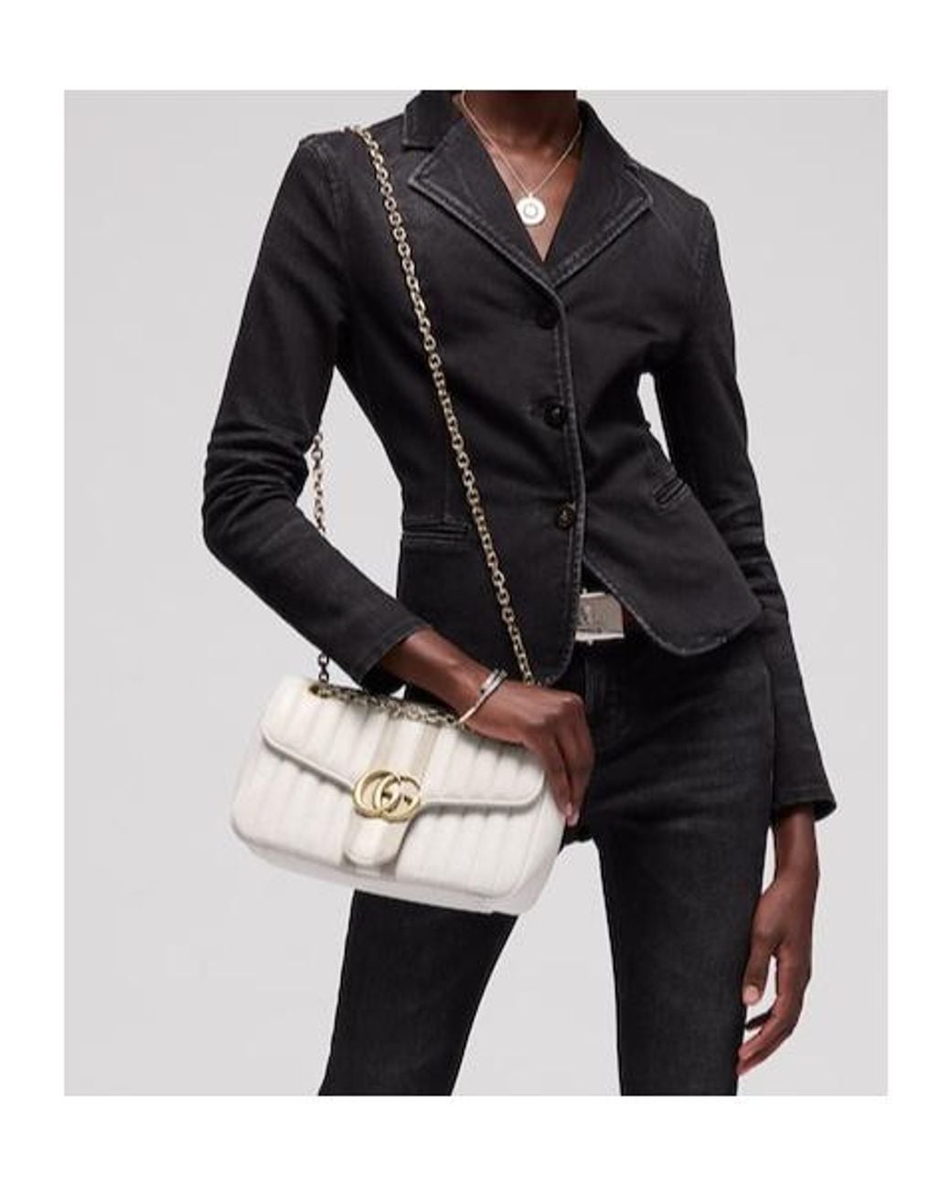 Gucci Natural Jetset Gg Marmont Medium Shoulder Bag
