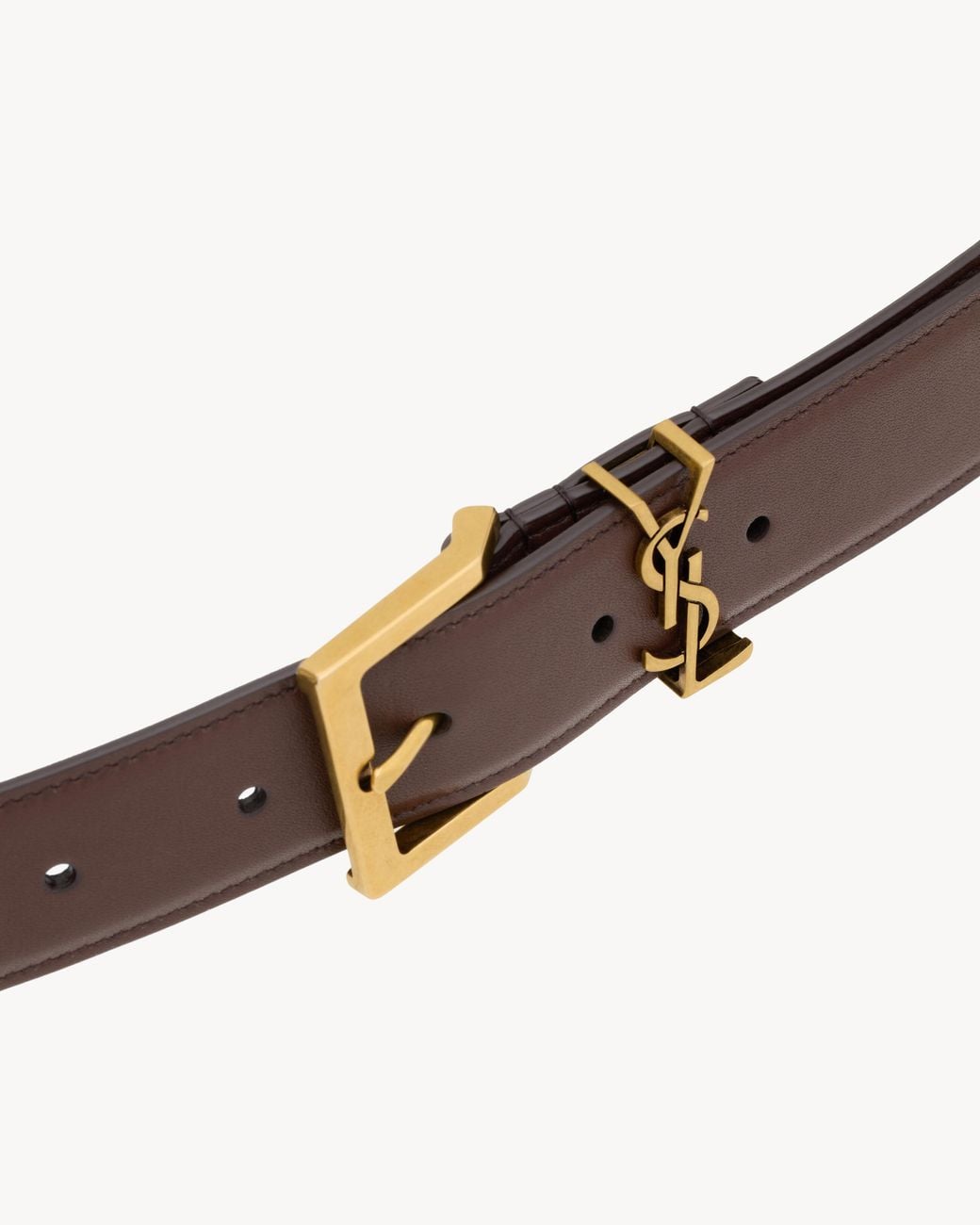 Saint Laurent White Cassandre Logo Leather Belt for men