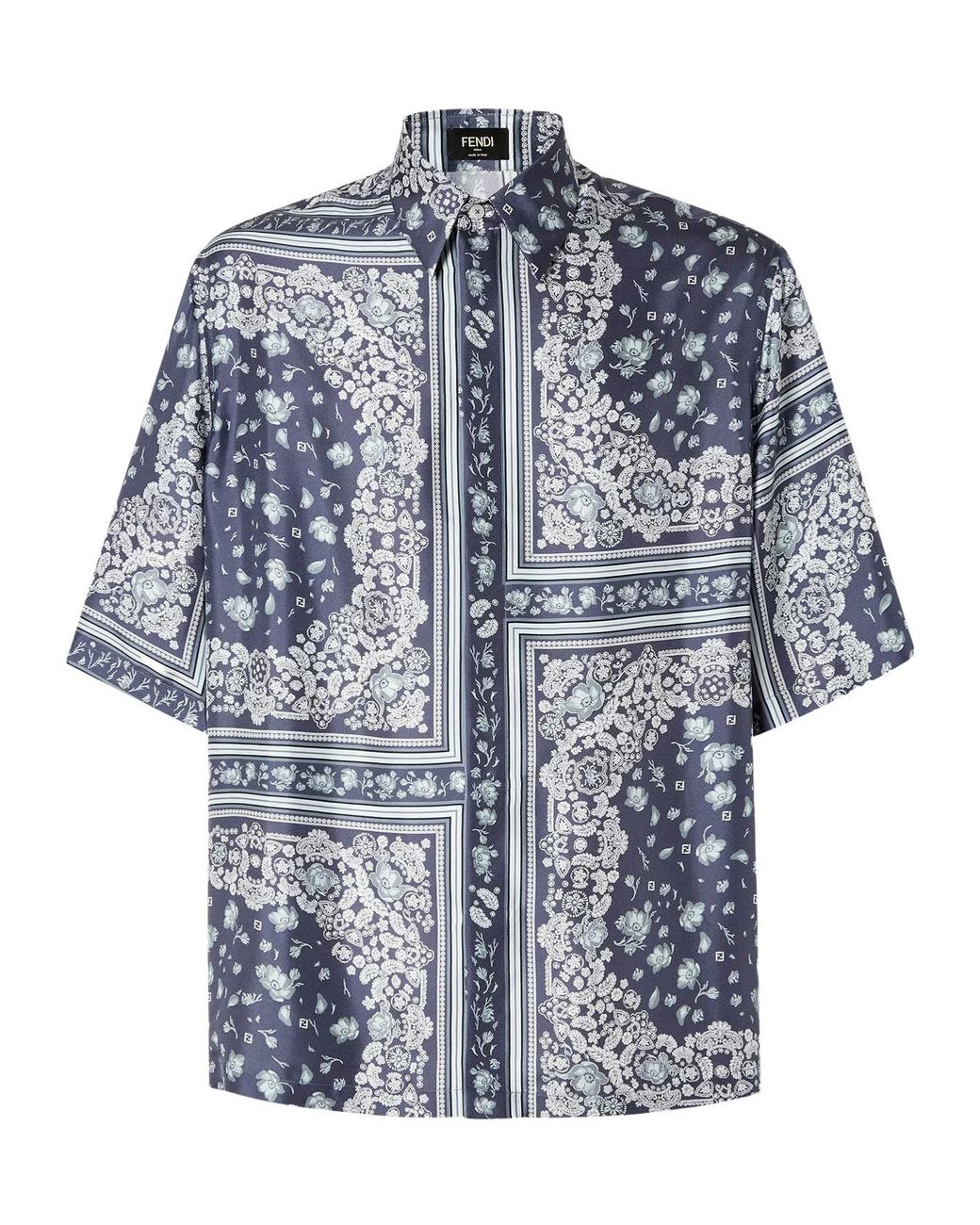 Fendi Blue Bandana Printed Short Sleeved Shirt for men