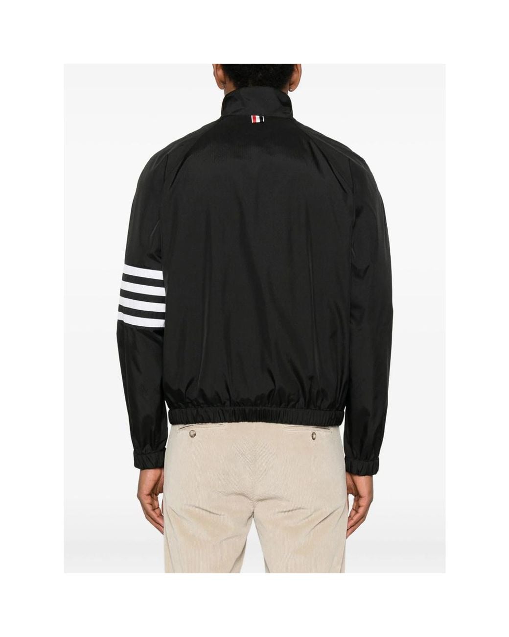 Thom Browne Black Bar Stripe Zipped Jacket for men