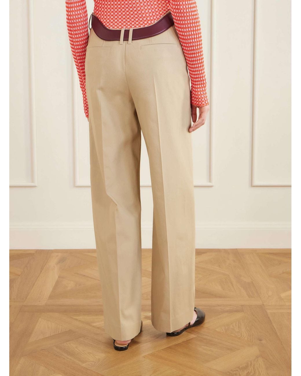 Jean Paul Gaultier Natural Cut-Out Mid-Rise Straight-Leg Cotton Pants