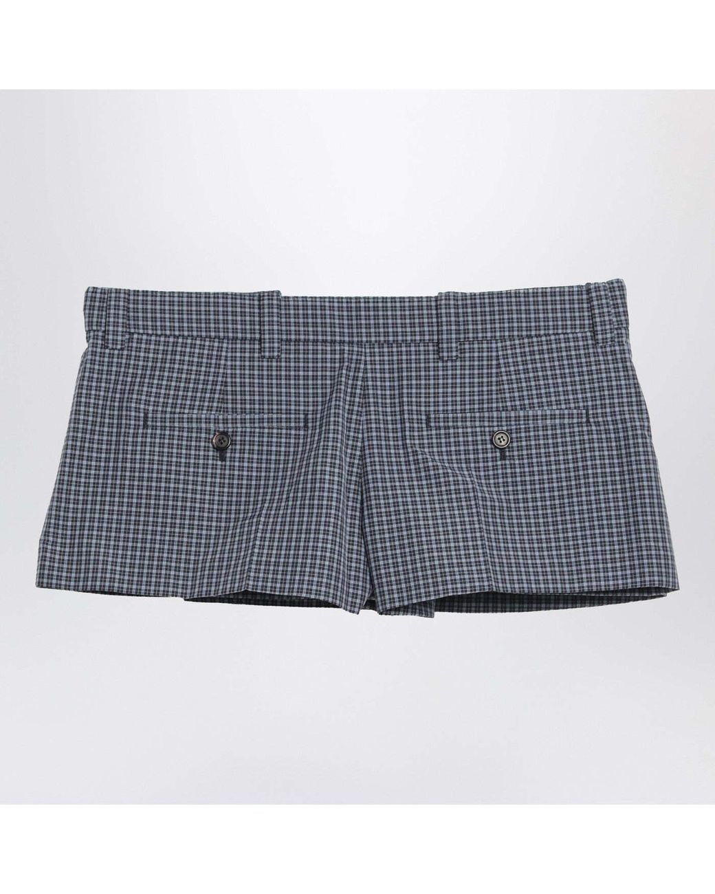 Miu Miu Blue Check-Pattern Skorts