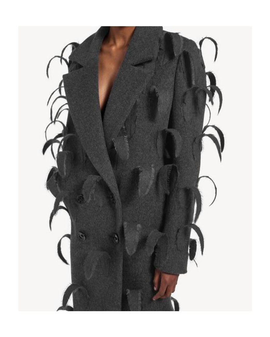 Balenciaga Black Feathered Embroidered Maxi Coat