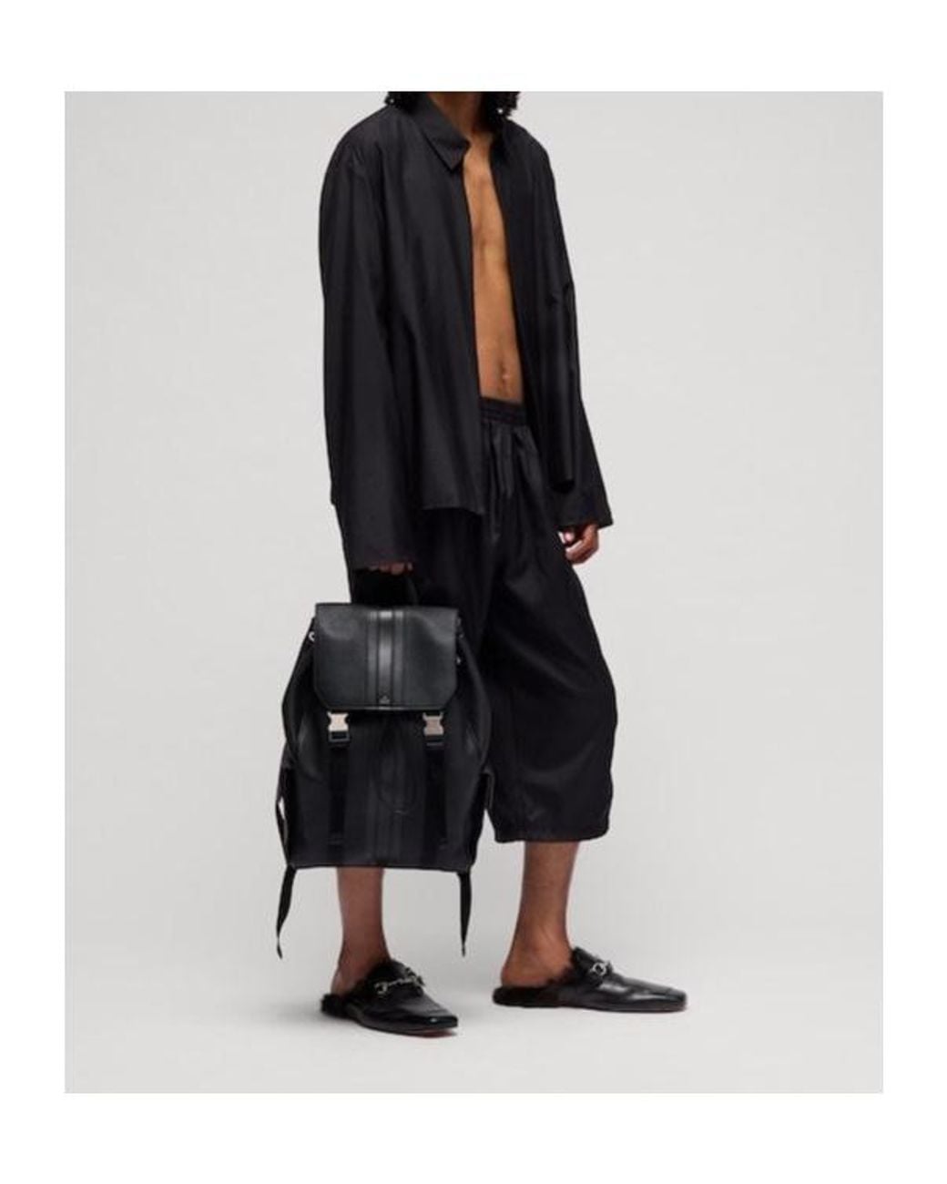 Gucci Black Web Trademark Medium Backpack for men