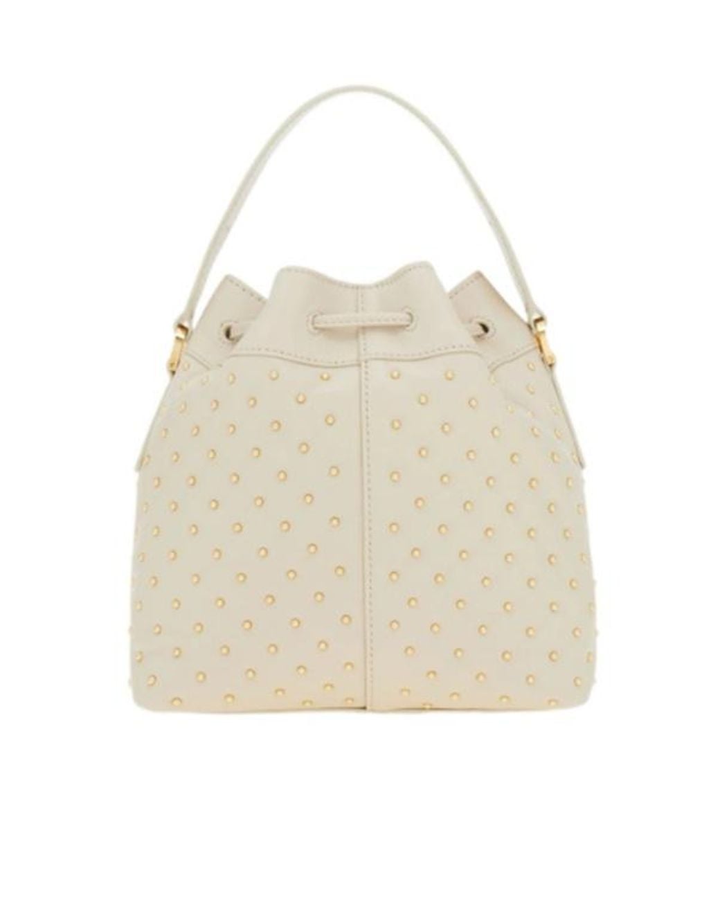 Ferragamo Natural Ferragamo Studded Drawstring Bucket Bag