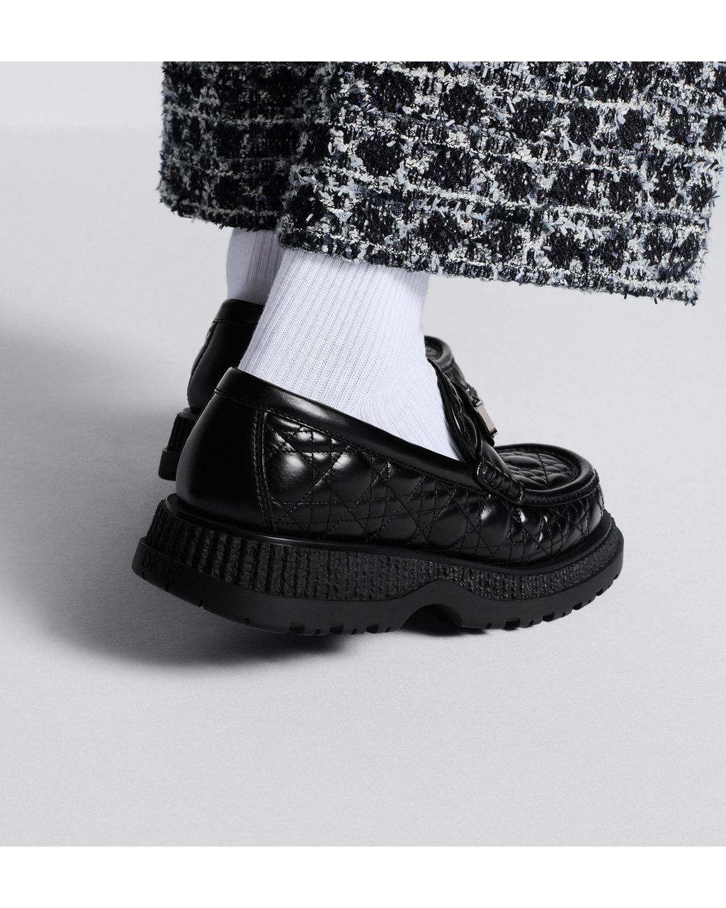 Dior Black Homme Logo Plaque Slip-On Buffalo Loafers for men