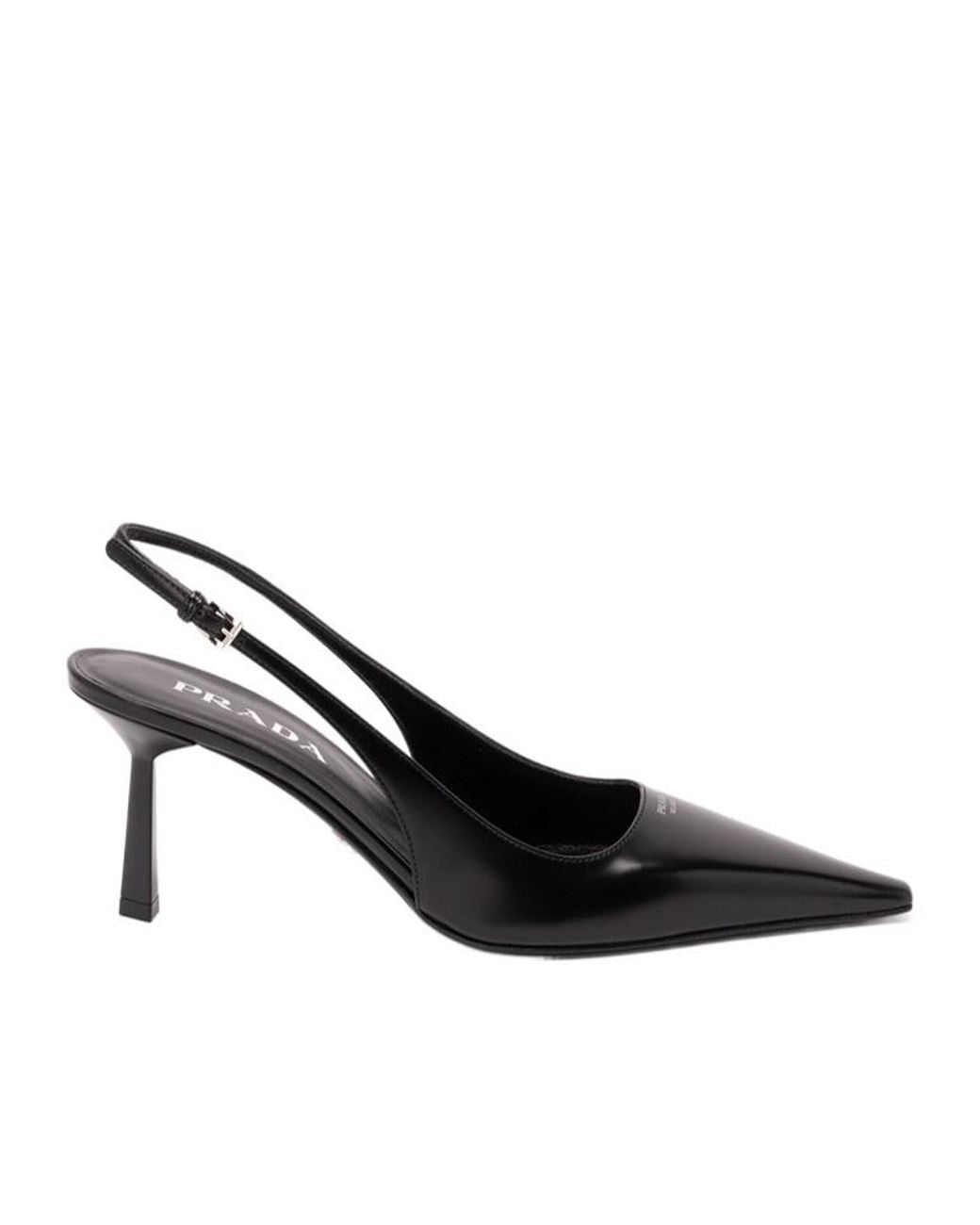 Prada Black Pointed-Toe Slingback Heeled Pumps