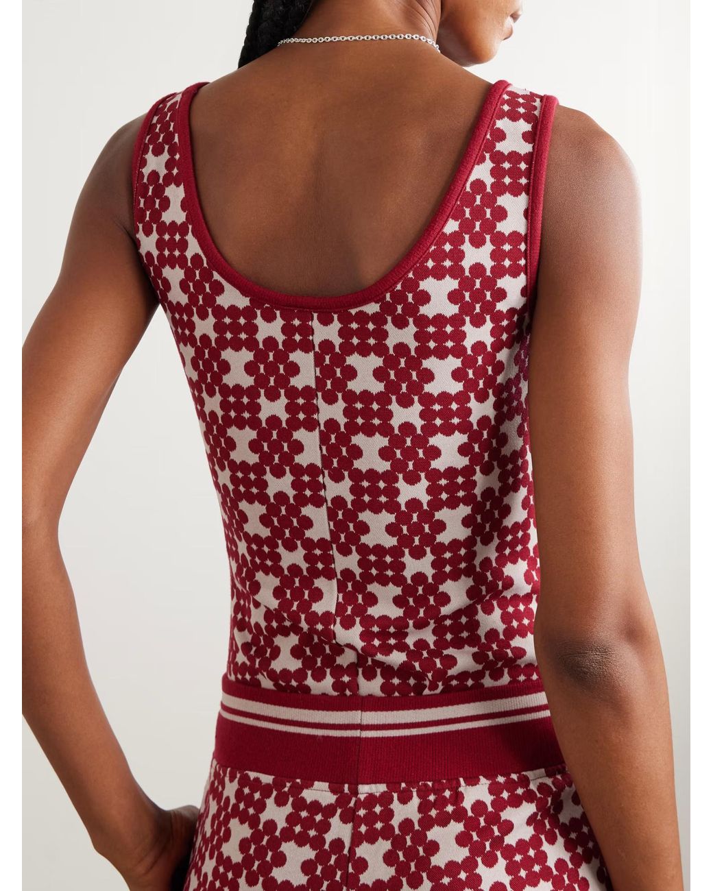 Dries Van Noten Red Jacquard-Knit Bodysuit