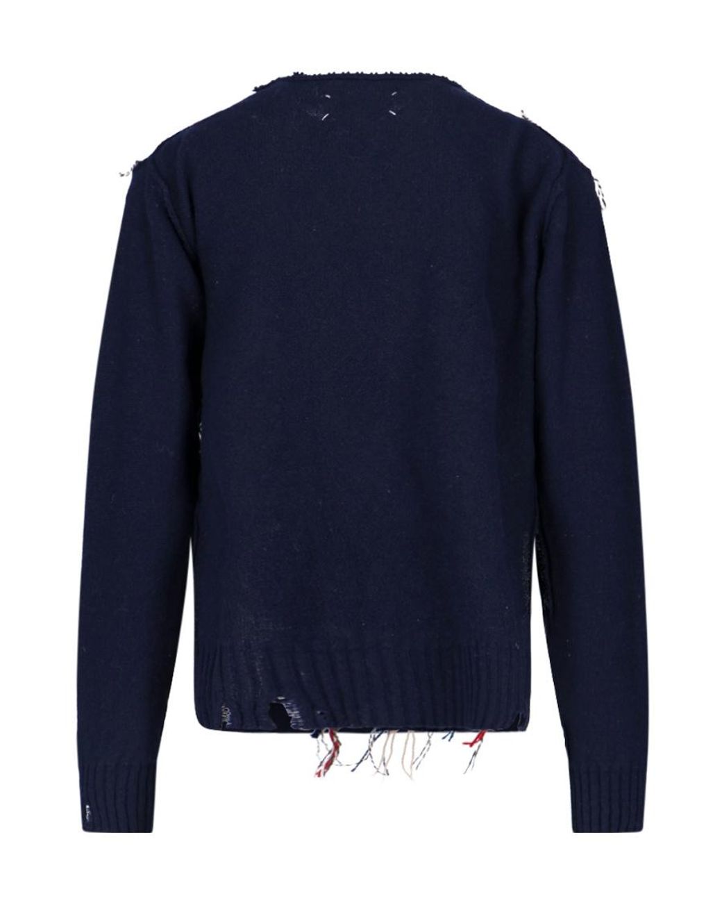 Maison Margiela Black Contrasting-Stitch Detailed Knitted Jumper for men