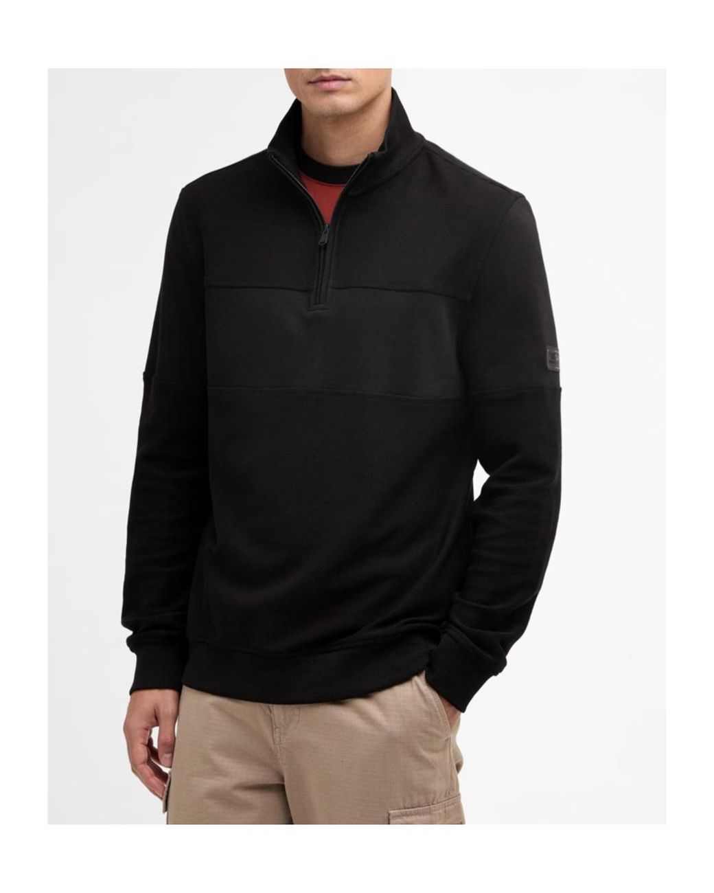 Barbour Black Kaspian Half-Zip Sweatshirt for men