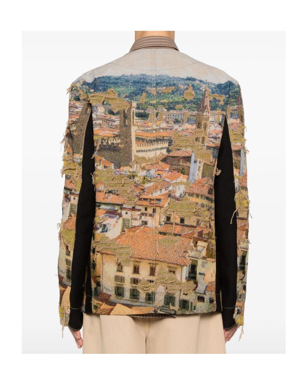 Junya Watanabe Natural Tapestry-Print Frayed Jacket for men