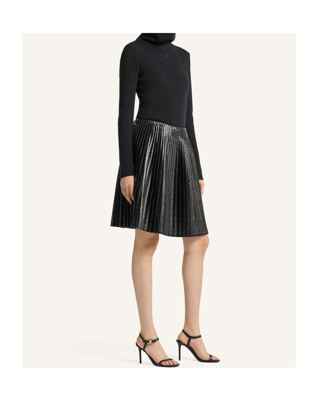 Courreges Black Courrèges Pleated Vinyl Skirt