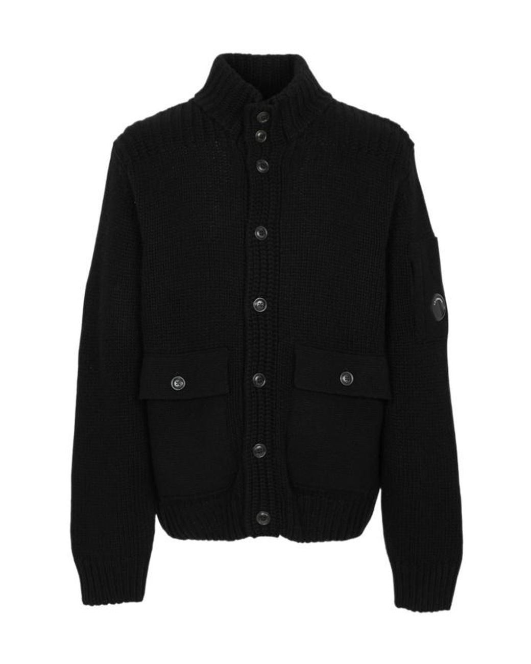 C P Company Black Long-Sleeve Cardigan for men