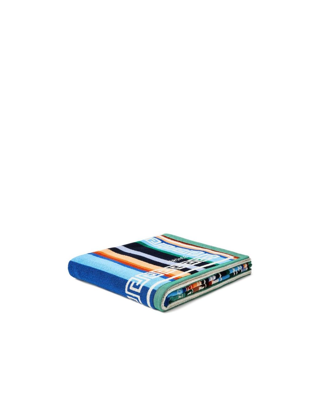 Versace Blue Striped Cotton-Terry Jacquard Bath Towel for men
