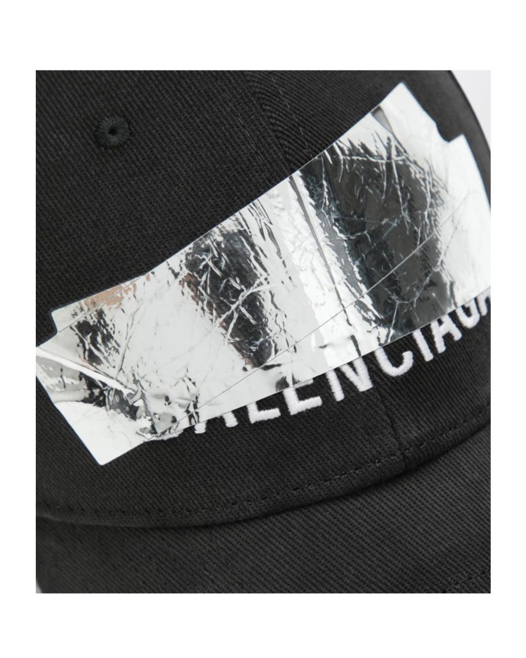 Balenciaga Black Graphic Logo Patch Baseball Cap for men