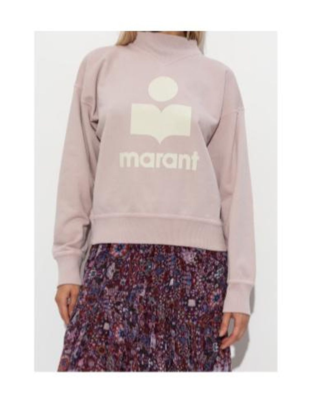 Isabel Marant Pink Logo-Print Mock-Neck Sweatshirt