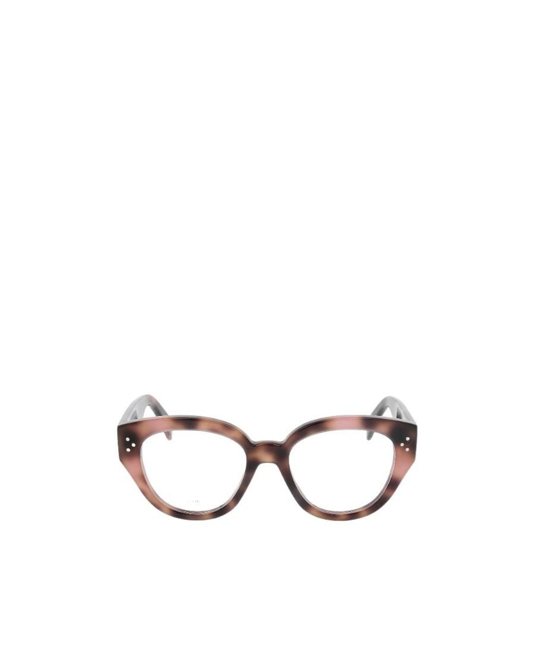 Céline White Tortoiseshell-Effect Round-Frame Glasses