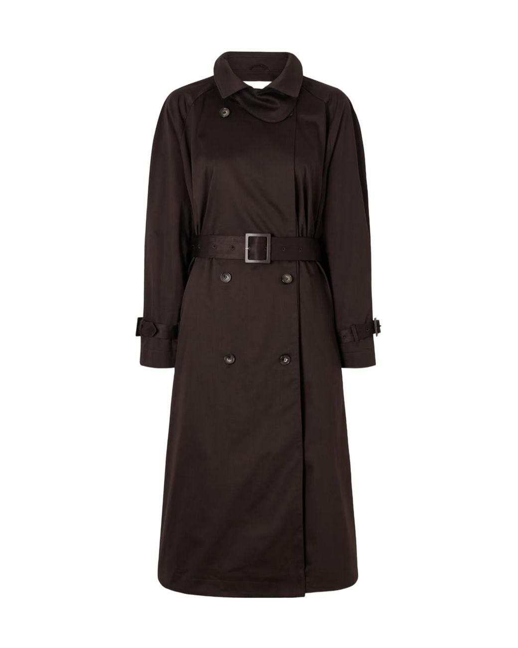 Nour Hammour Black Double-Breasted Trench Coat