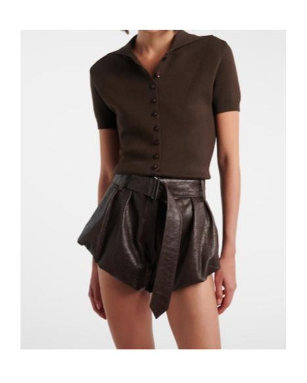 Magda Butrym Brown Short-Sleeved Cardigan