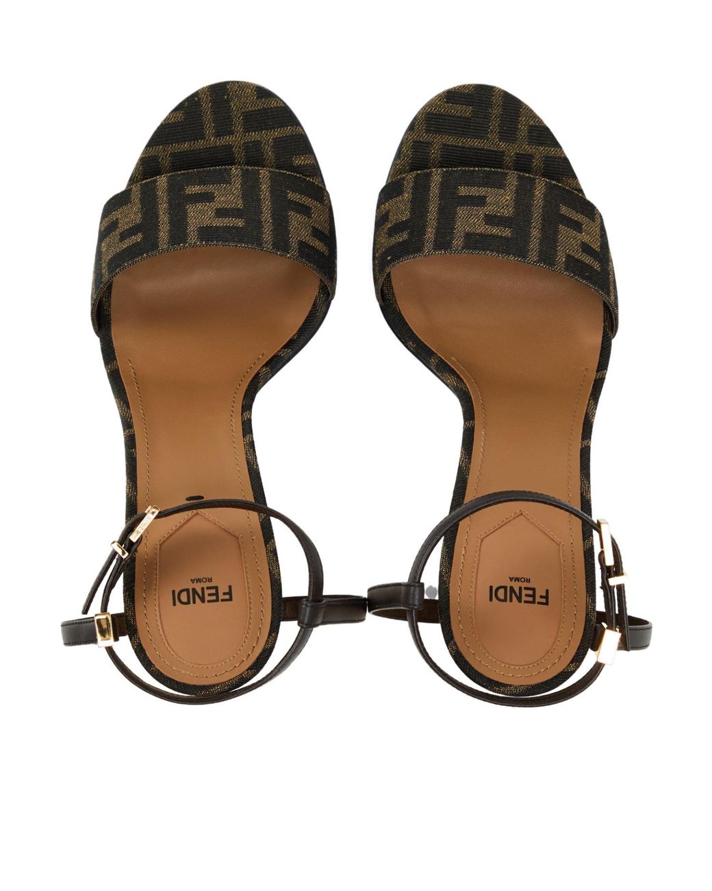 Fendi Metallic Goldembellished Highheeled Shoes