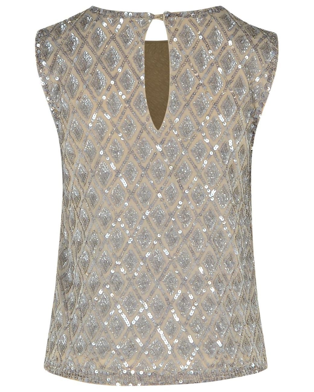 P.A.R.O.S.H. Gray P.A.R.O..H. Sequin Detailed Sleeveless Top