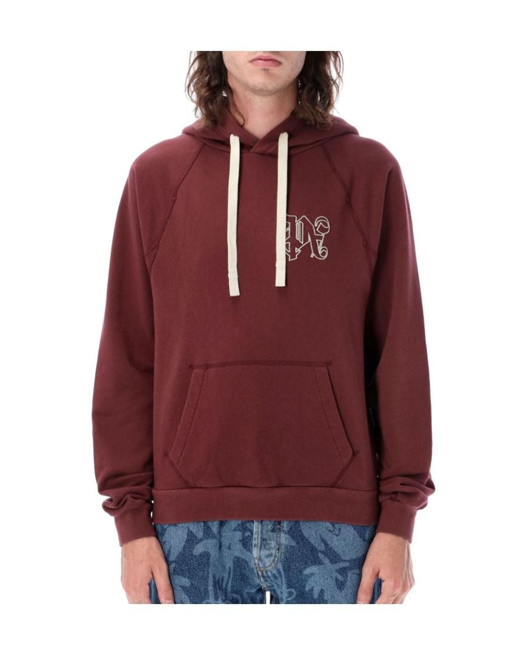 Palm Angels Pa Monogram Embroidered Drawstring Hoodie for men
