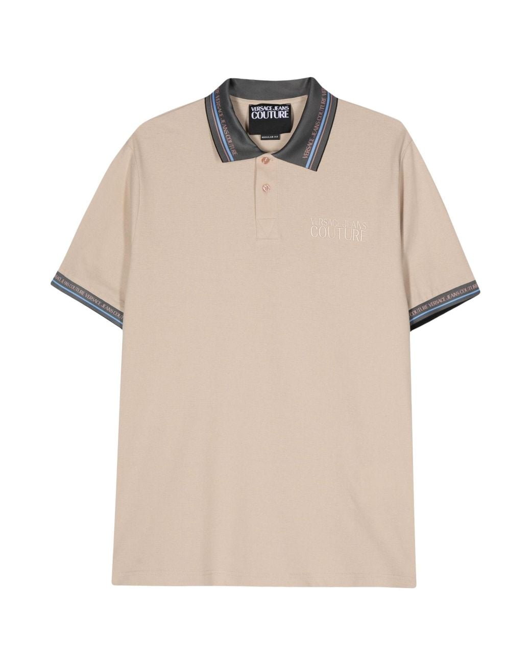 Versace Jeans Natural Logo-Embroidered Polo Shirt for men
