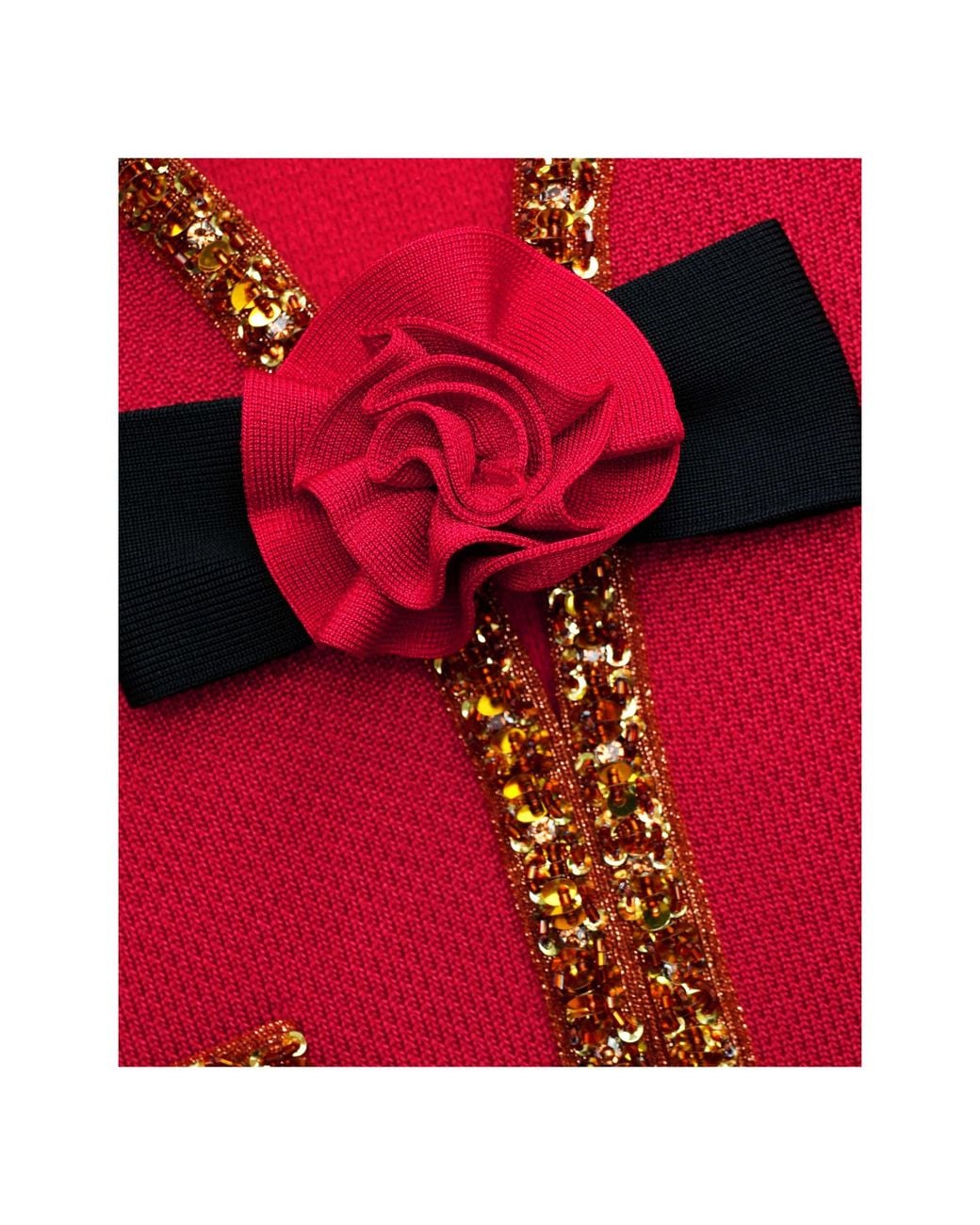 Self-Portrait Red Knitted Corsage Jacket