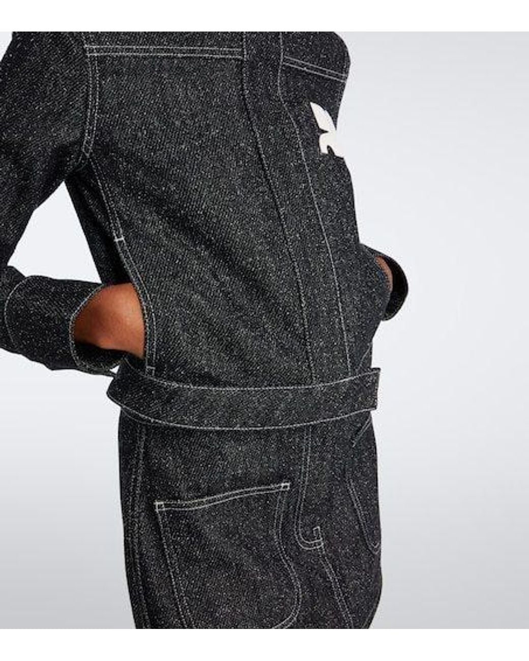 Courreges Black High-Neck Color Contrast Stitching Denim Jacket