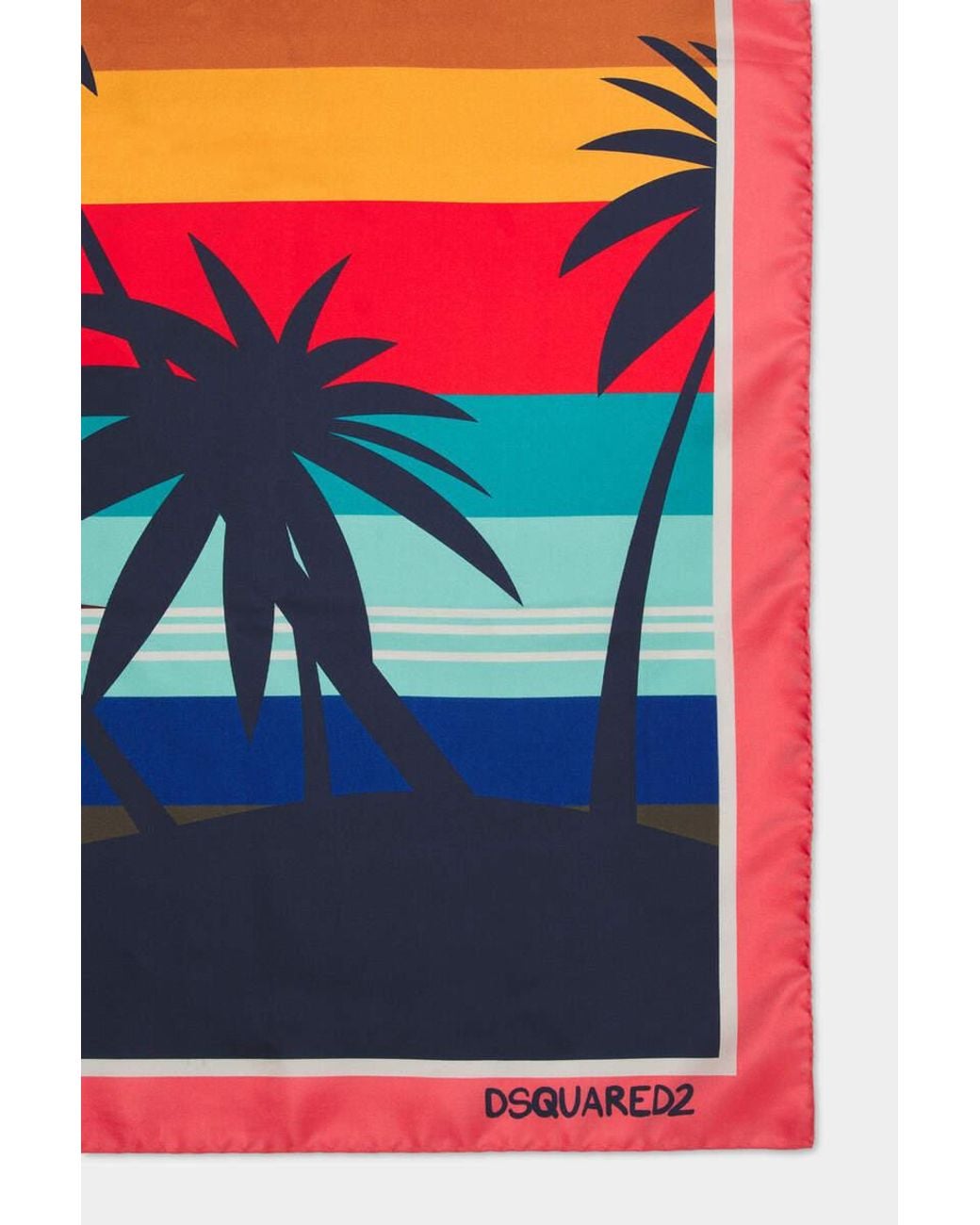 DSquared² Blue Tropical Print Square Scarf