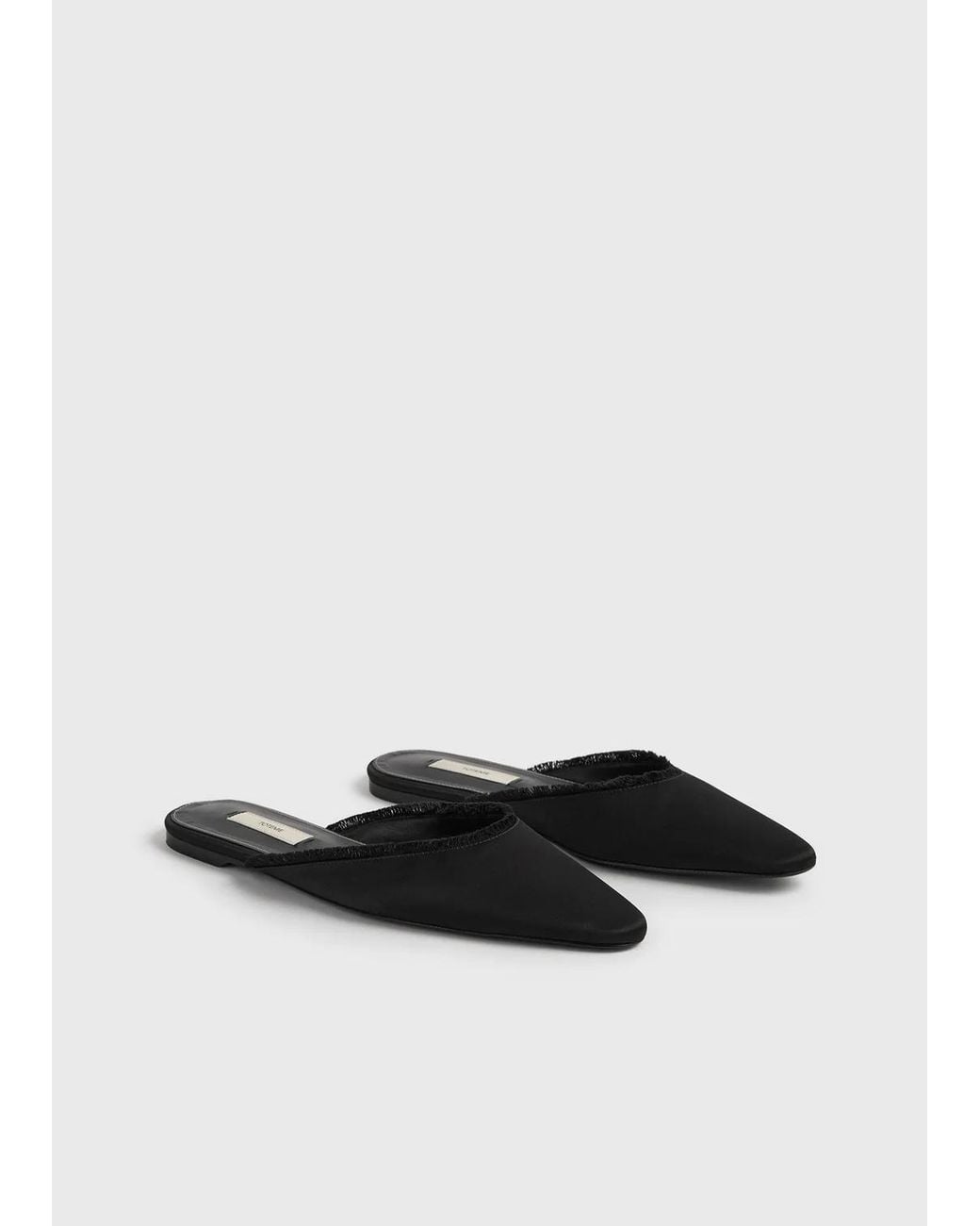 Totême Black Distressed Satin Casual Slides