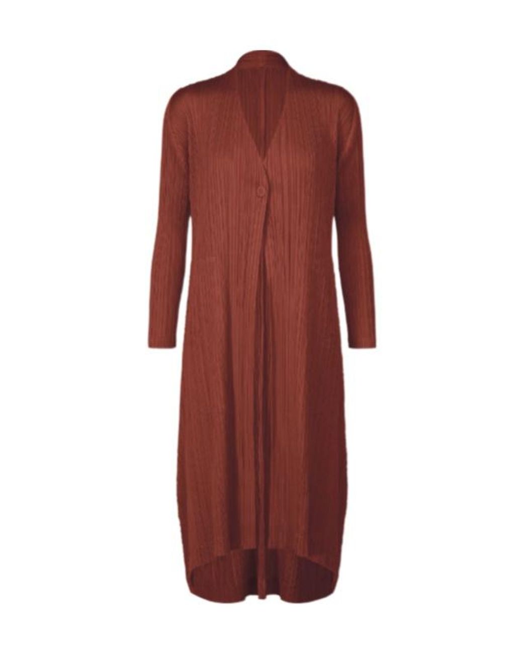 Pleats Please Issey Miyake Red Monthly Colors: October Pleated-Button Coat