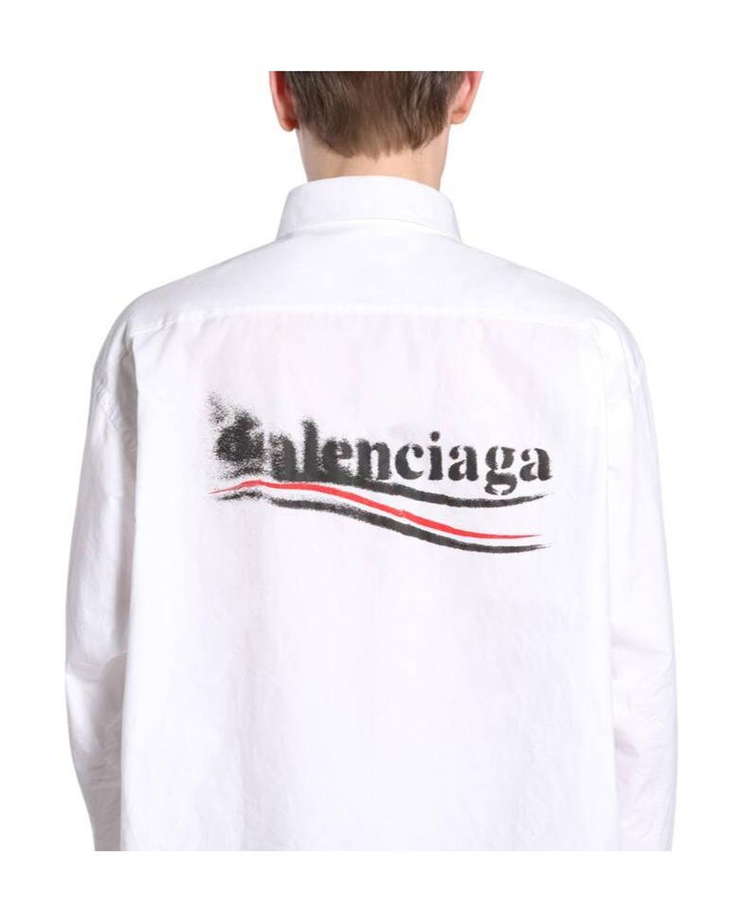 Balenciaga White Political Stencil Large Fit Shirt for men