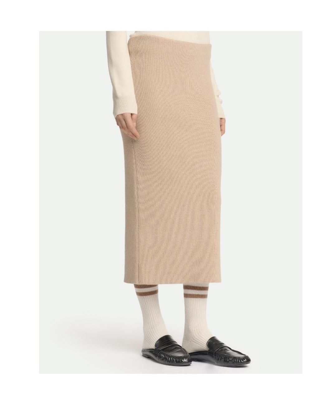 Malo Natural Ribbed Knitted Skirt