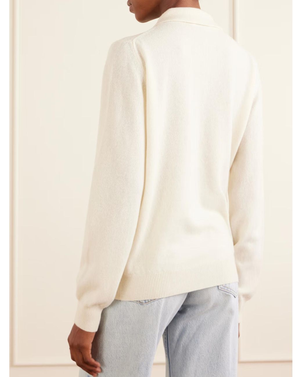 Blazé Milano White Highland Wool And Cashmere Blend Polo Collar Sweater