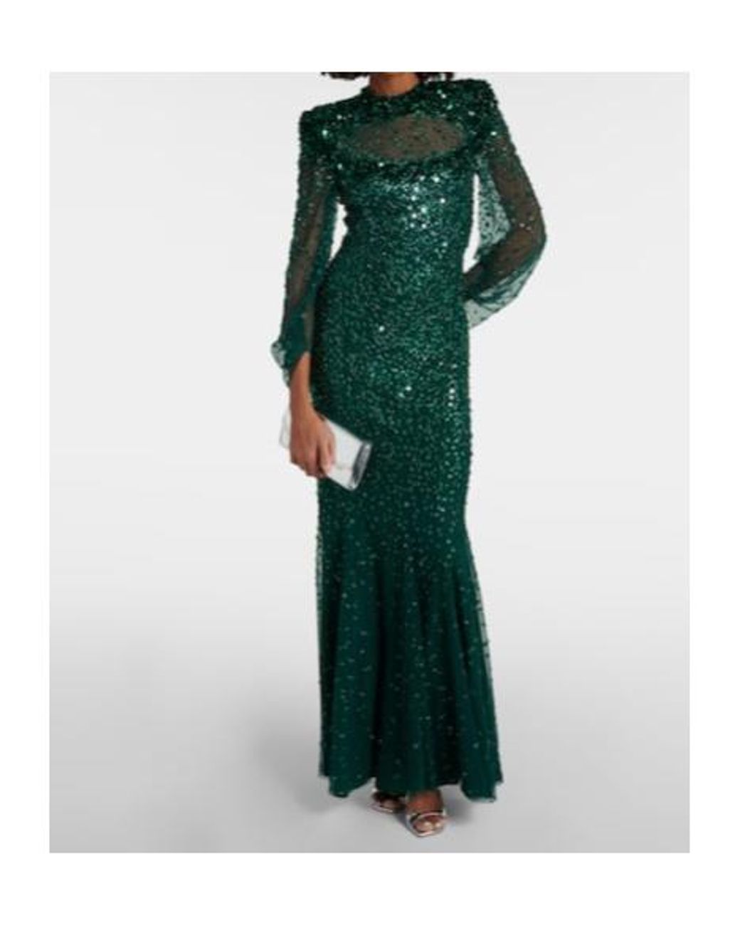 Jenny Packham Green Embellished Tulle Gown