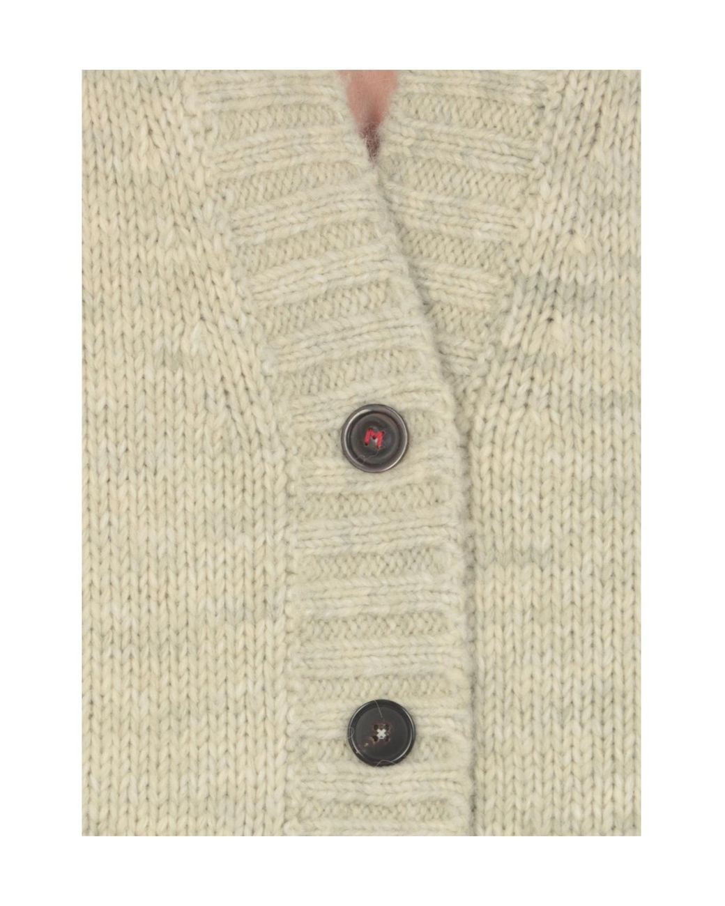 Maison Margiela Natural V-Neck Knitted Cardigan