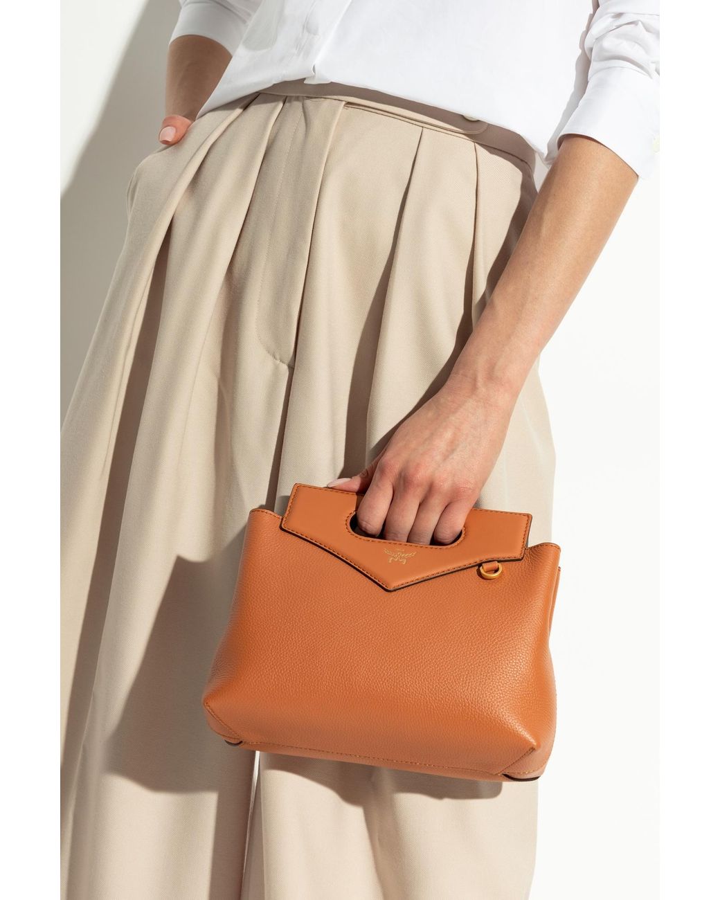MCM Brown Soft Diamond Embossed Tote Bag