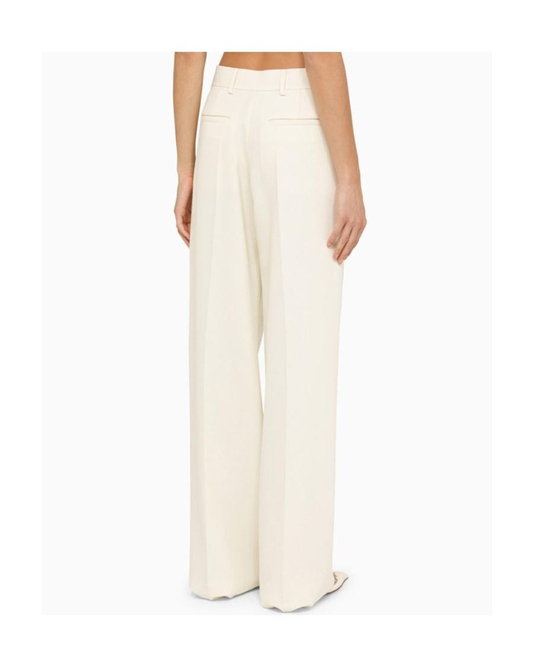 Valentino White High-Rise Wide-Leg Trousers