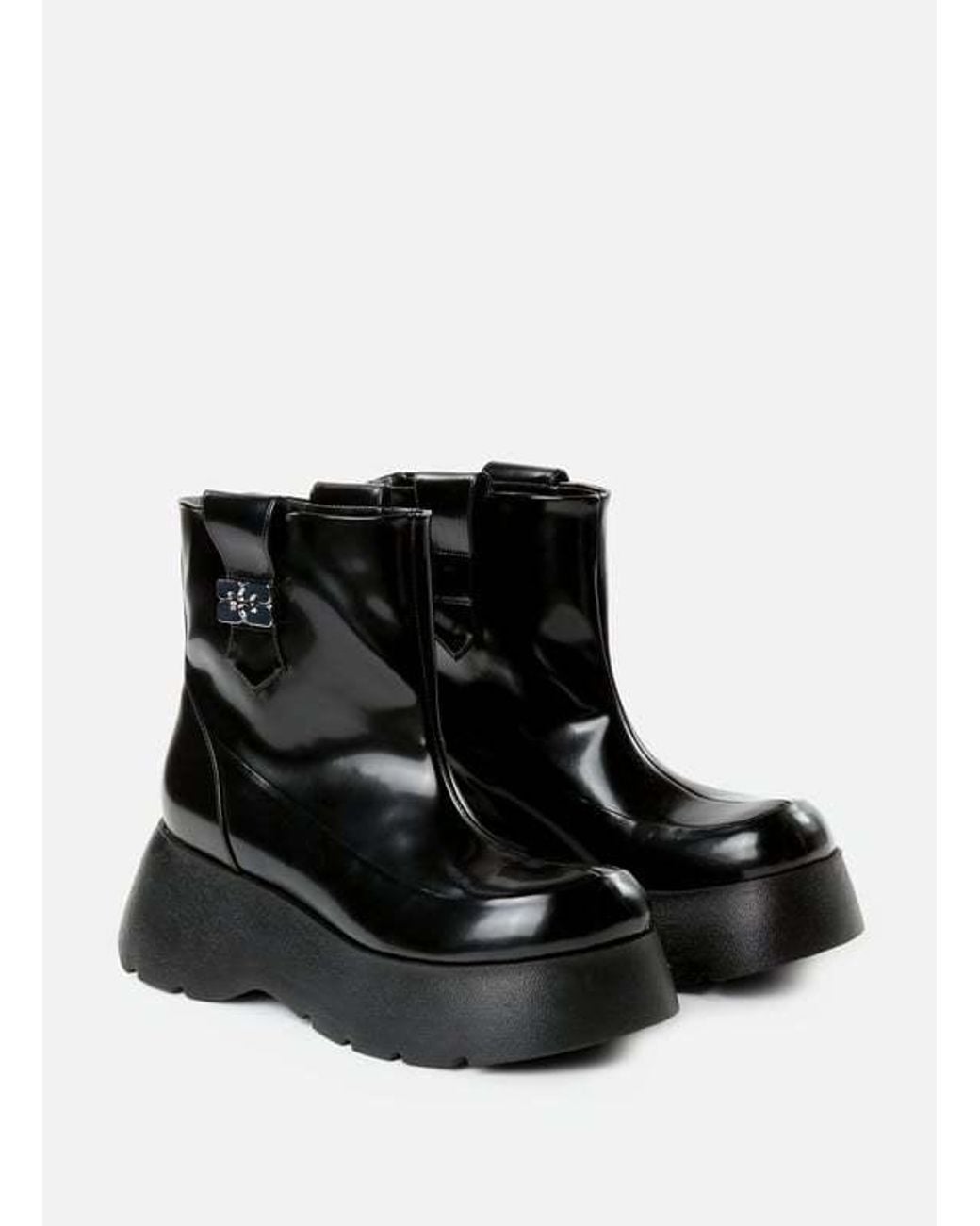Ganni Black Kat Logo Plaque Ankle Boots