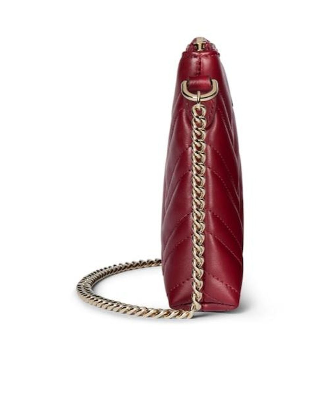 Gucci Red Gg Marmont Pochette With Chain