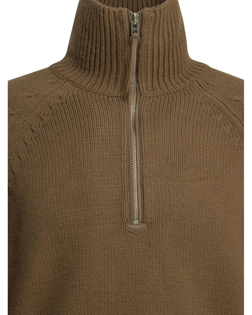 Tom Ford Green Ribbed Half-Zip Knitted Sweater for men