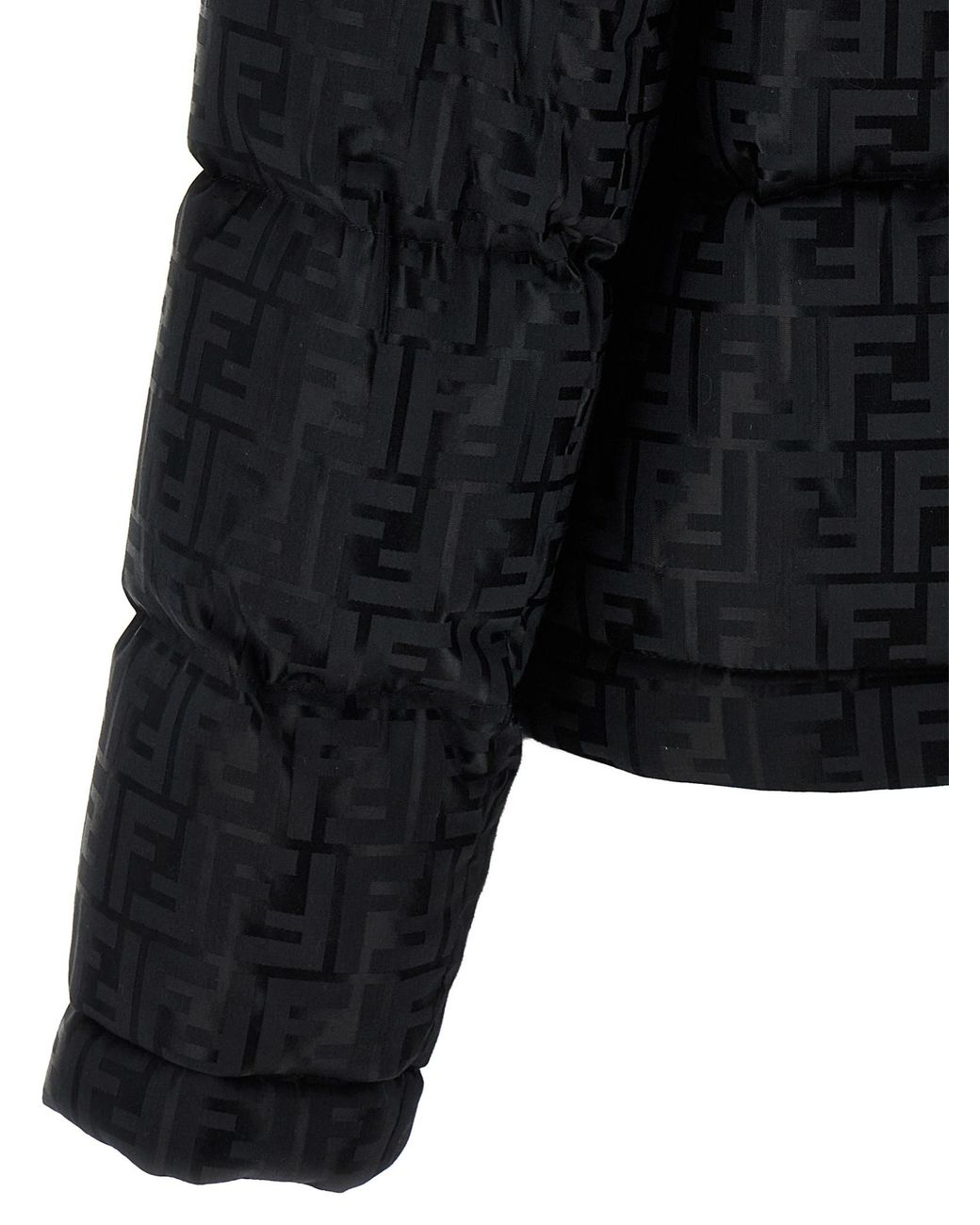 Fendi Black Ff Jacquard Hooded Jacket