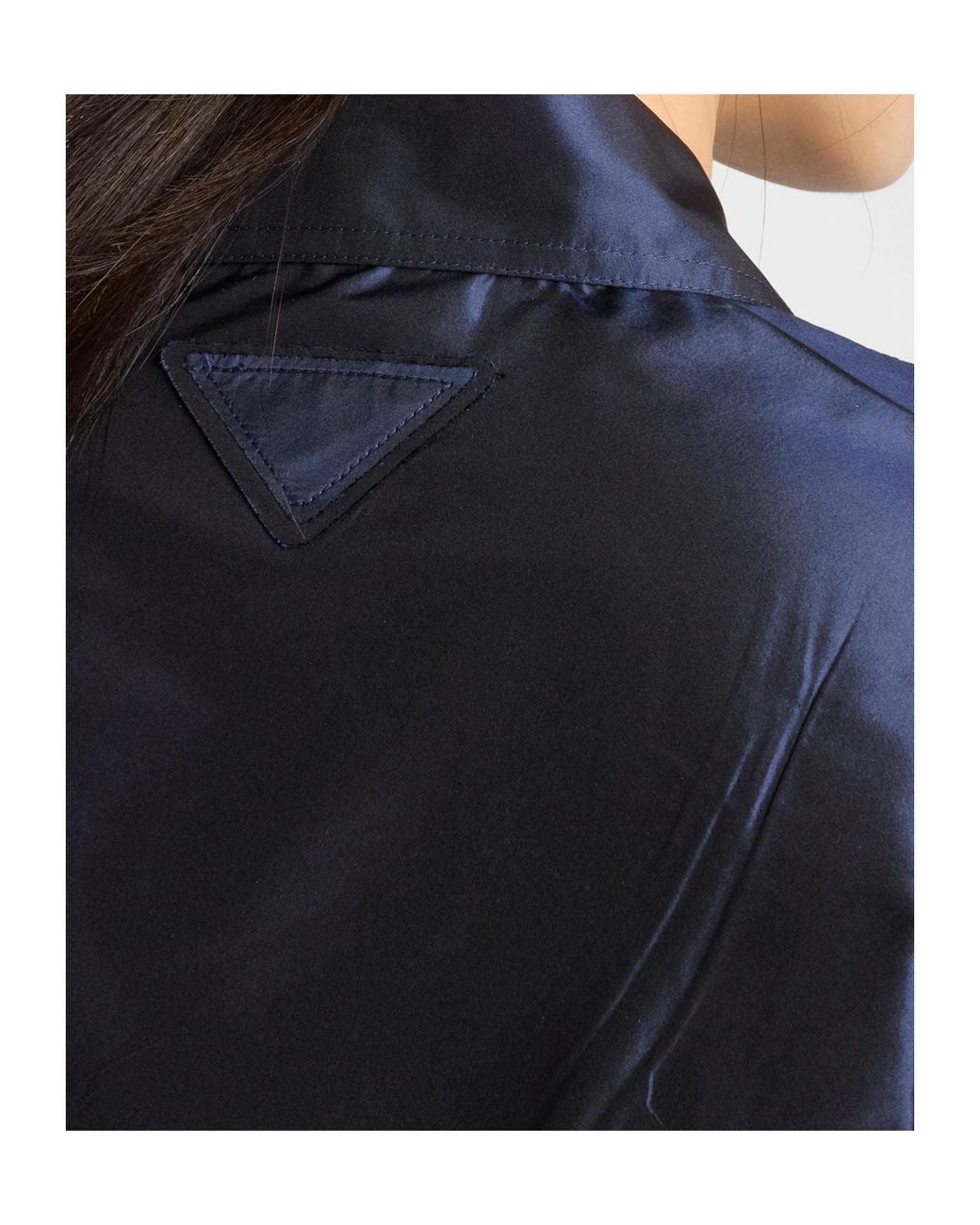 Prada Blue Cropped Taffeta Shirt