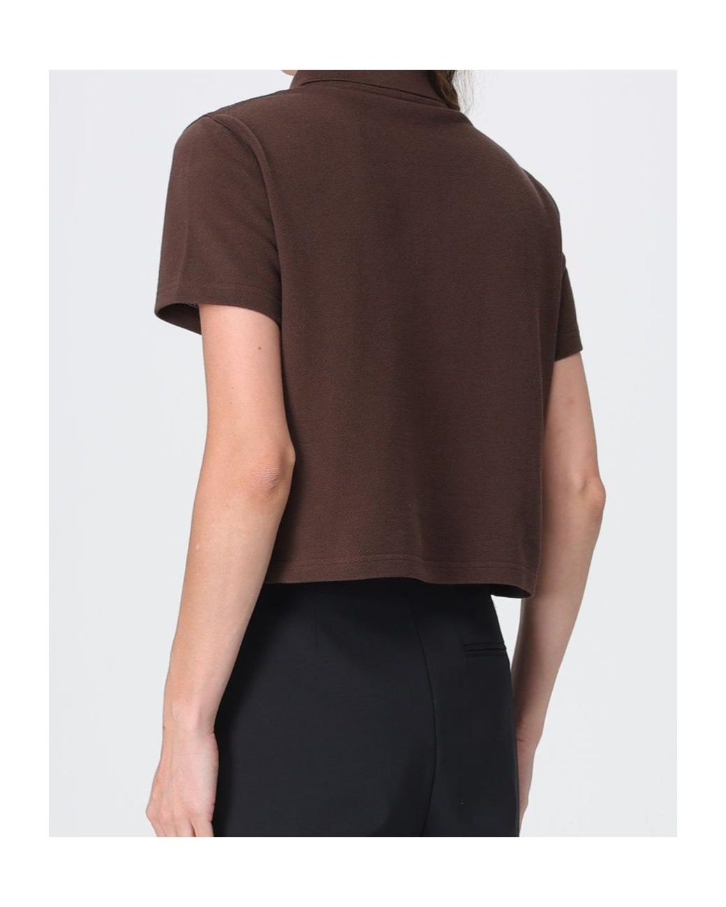 Saint Laurent Brown Oversized Logo-Embroidered Polo Shirt