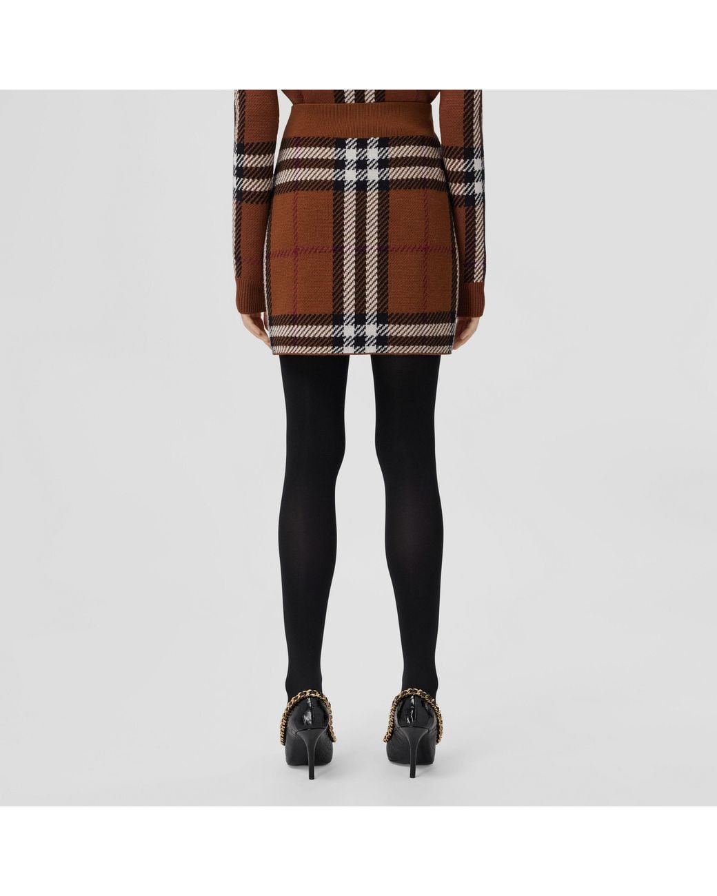 Burberry Brown Kiandra Check Wool Mini Skirt
