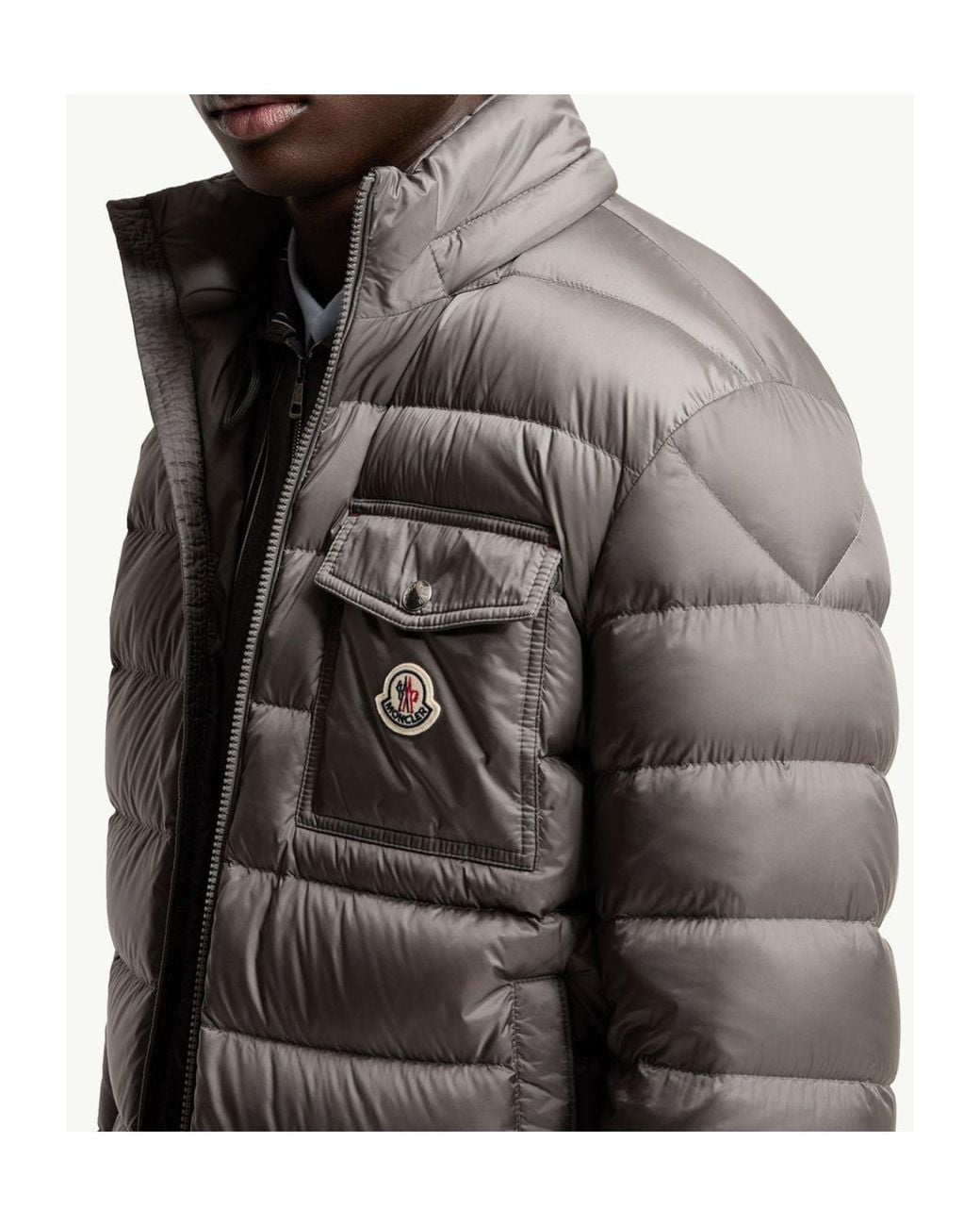 Moncler Gray Verith Hooded Zip-Up Short Puffer Jacket for men